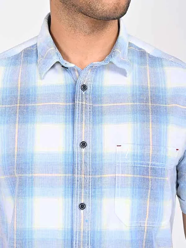 Men Checked Half Sleeve Cotton Shirt