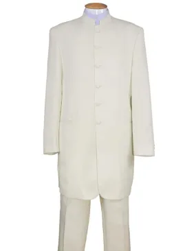 Mens 6 Button Long Style Mandarin Collar tuxedo in Cream