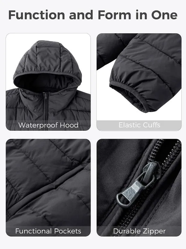 Men's Big and Tall Lightweight Puffer Jacket Plus Size Quilted Warm Winter Coat with Hood