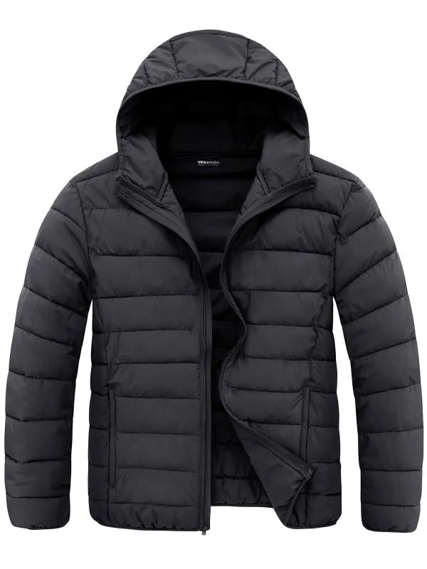 Men's Big and Tall Lightweight Puffer Jacket Plus Size Quilted Warm Winter Coat with Hood