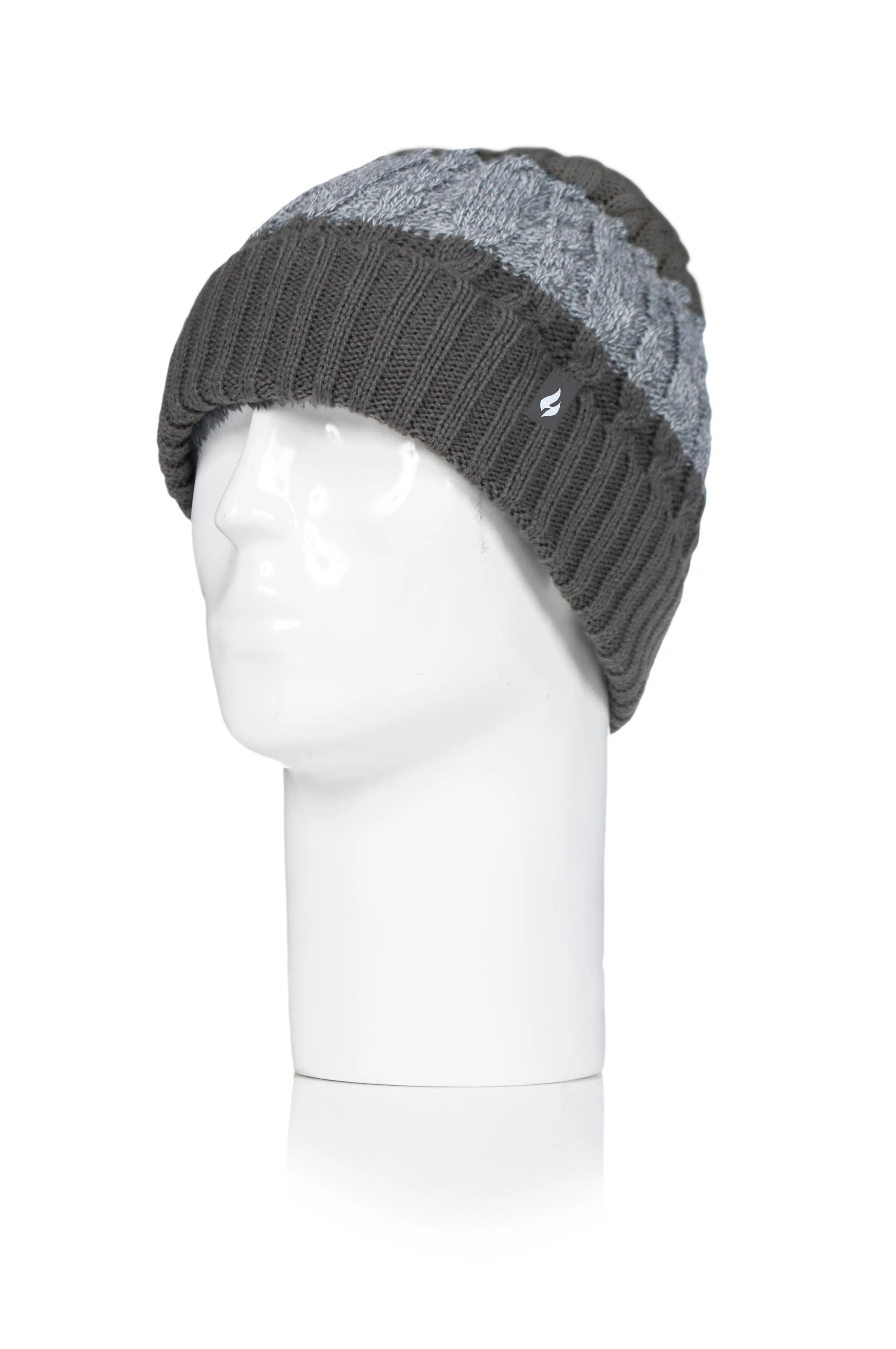 Men's Mavis Three-Tone Cable Knit Roll Up Hat