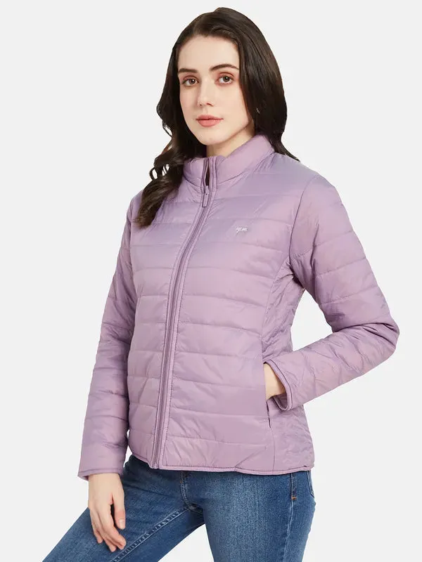 Mettle Women Purple Crop Puffer Jacket