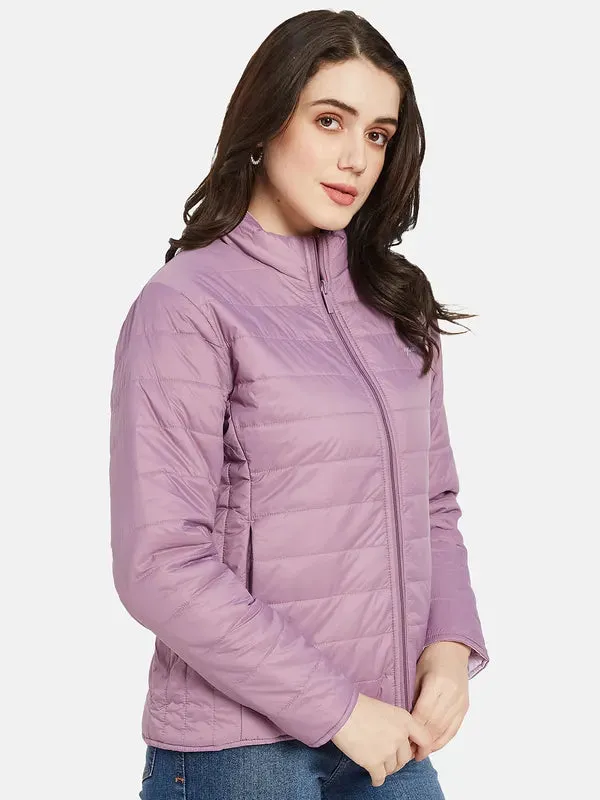 Mettle Women Purple Crop Puffer Jacket