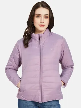 Mettle Women Purple Crop Puffer Jacket