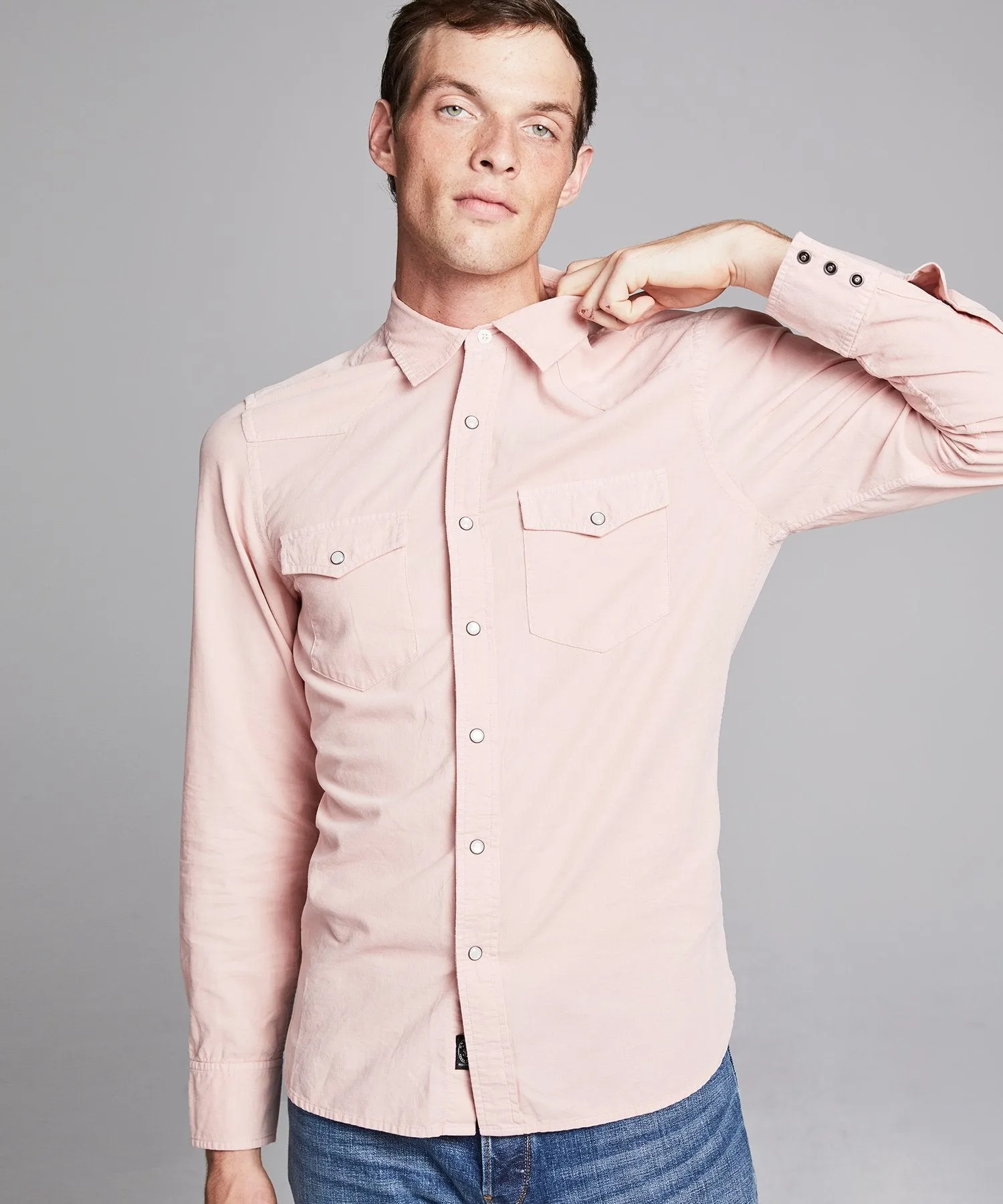 Micro Corduroy Western Shirt in Pink