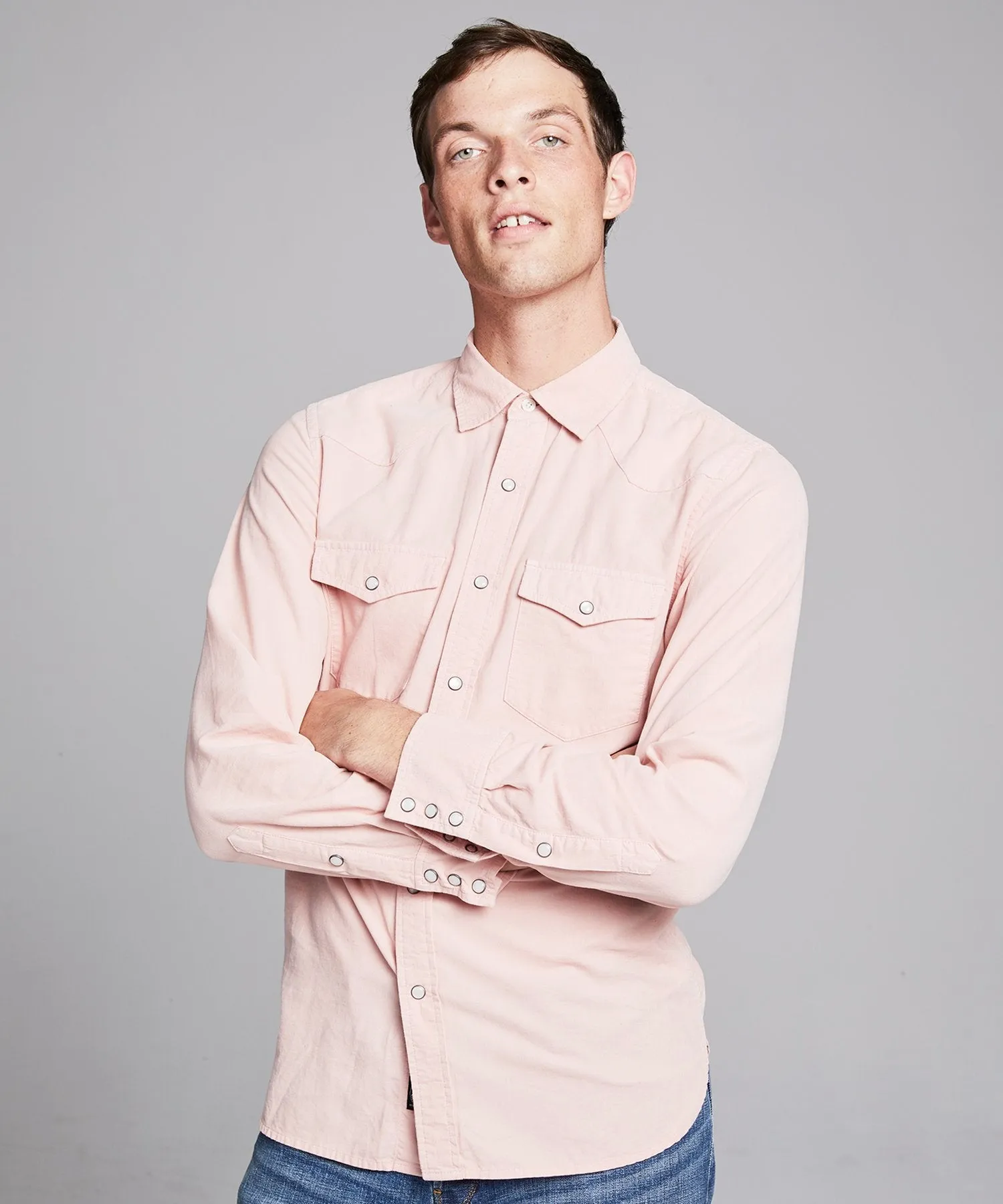 Micro Corduroy Western Shirt in Pink