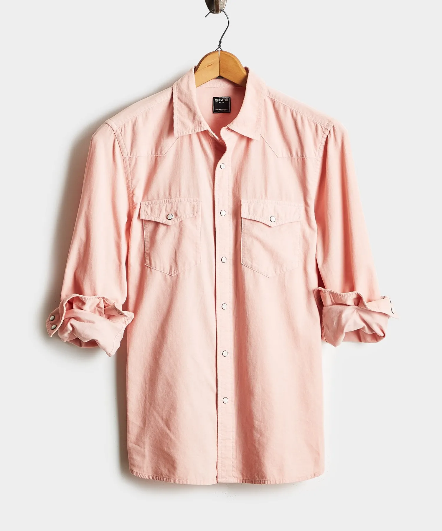 Micro Corduroy Western Shirt in Pink