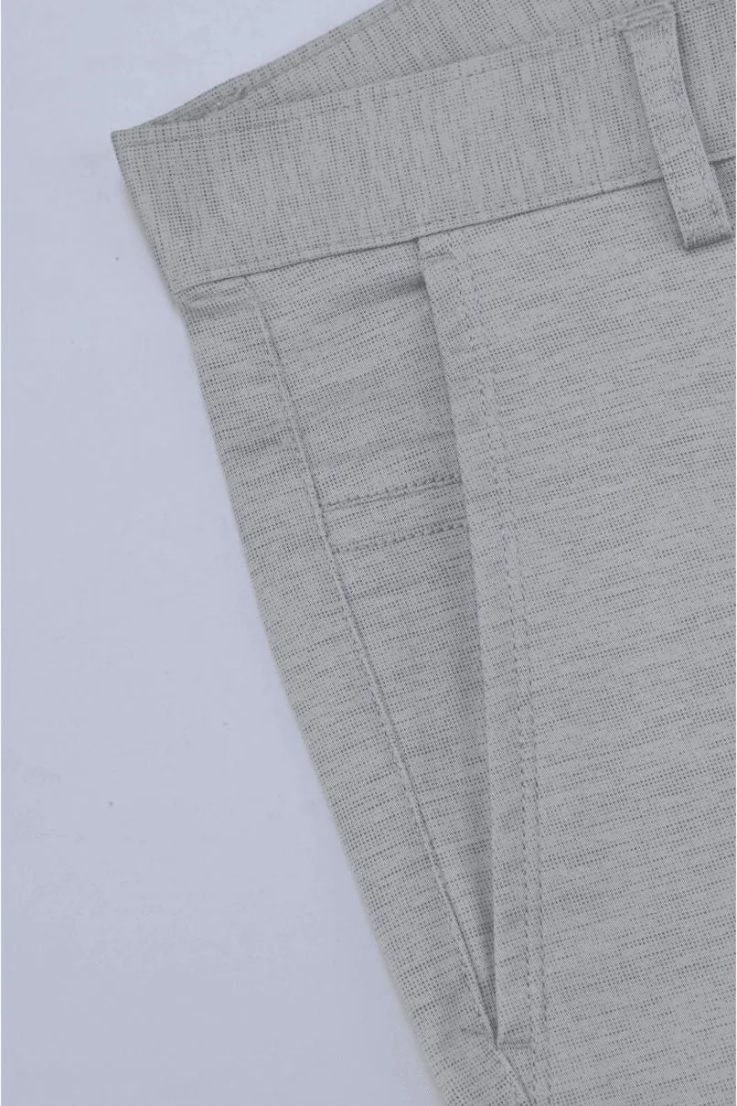 Milky White Grain Printed - 2 way stretch - COTTON PANT