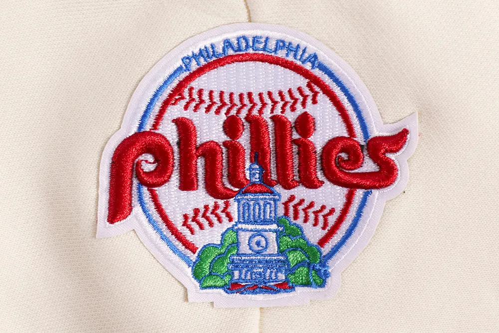 MLB PHILADELPHIA PHILLIES RETRO CLASSIC WOMEN'S CROPPED PO HOODIE (EGGSHELL/ RED)