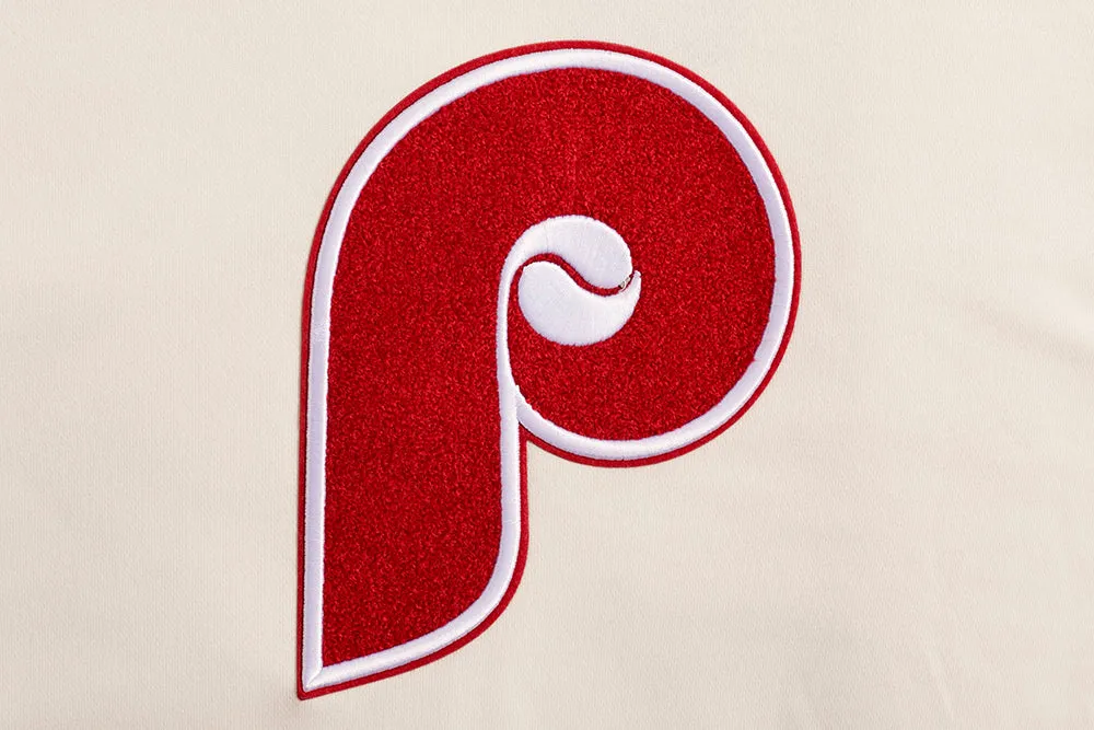 MLB PHILADELPHIA PHILLIES RETRO CLASSIC WOMEN'S CROPPED PO HOODIE (EGGSHELL/ RED)