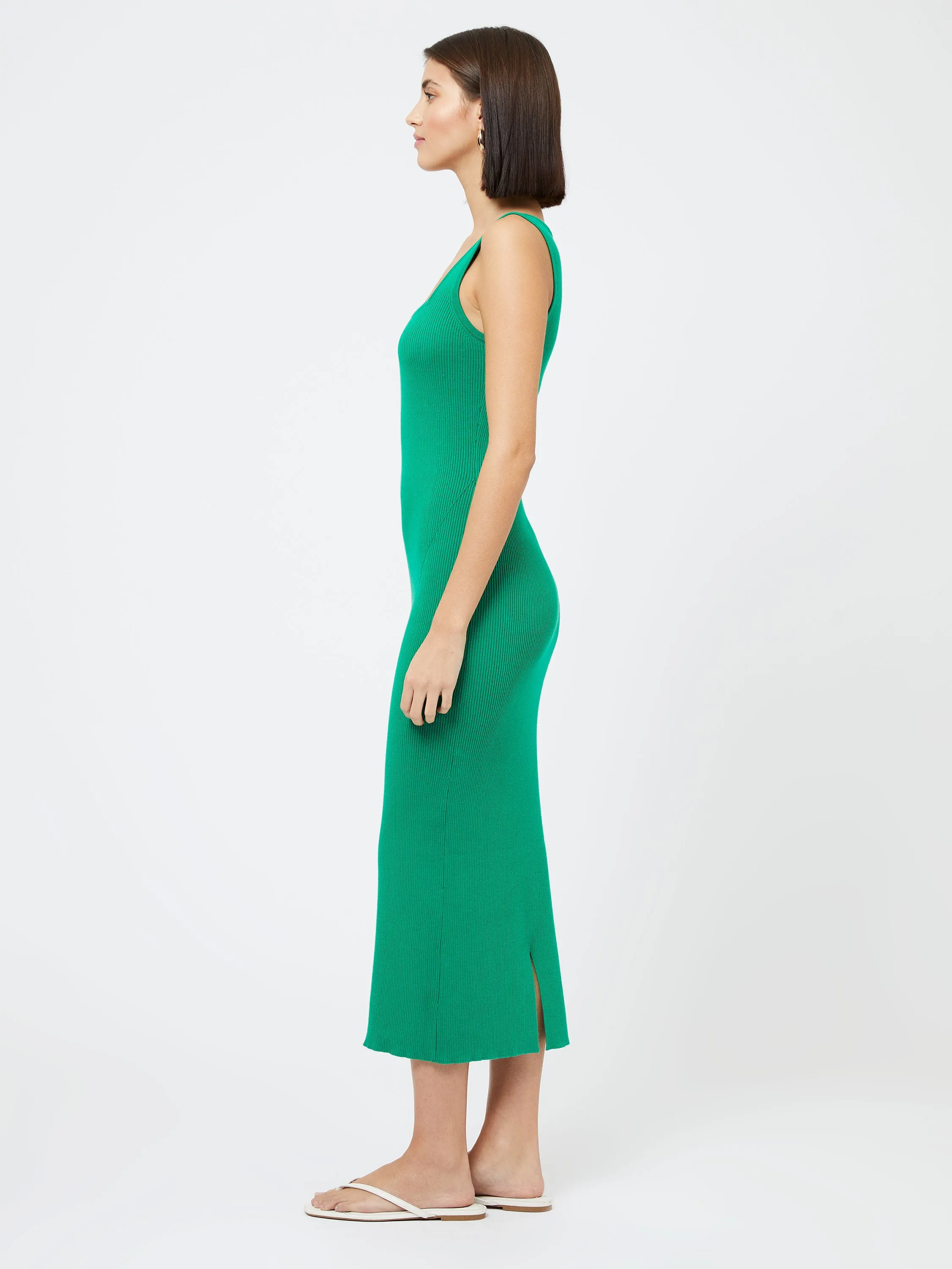 Mozza Square Neck Sleeveless Dress Green Tambourine