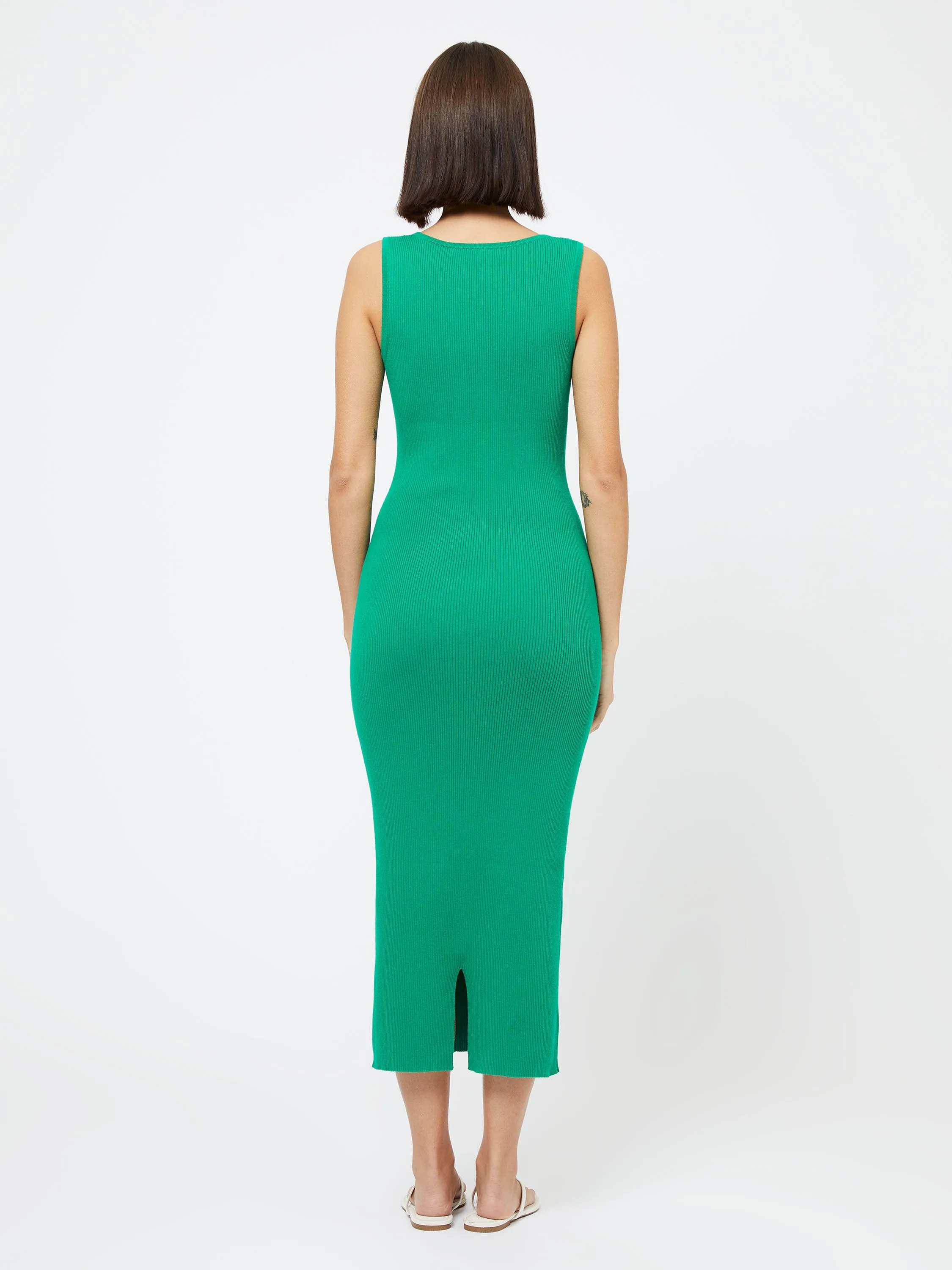 Mozza Square Neck Sleeveless Dress Green Tambourine