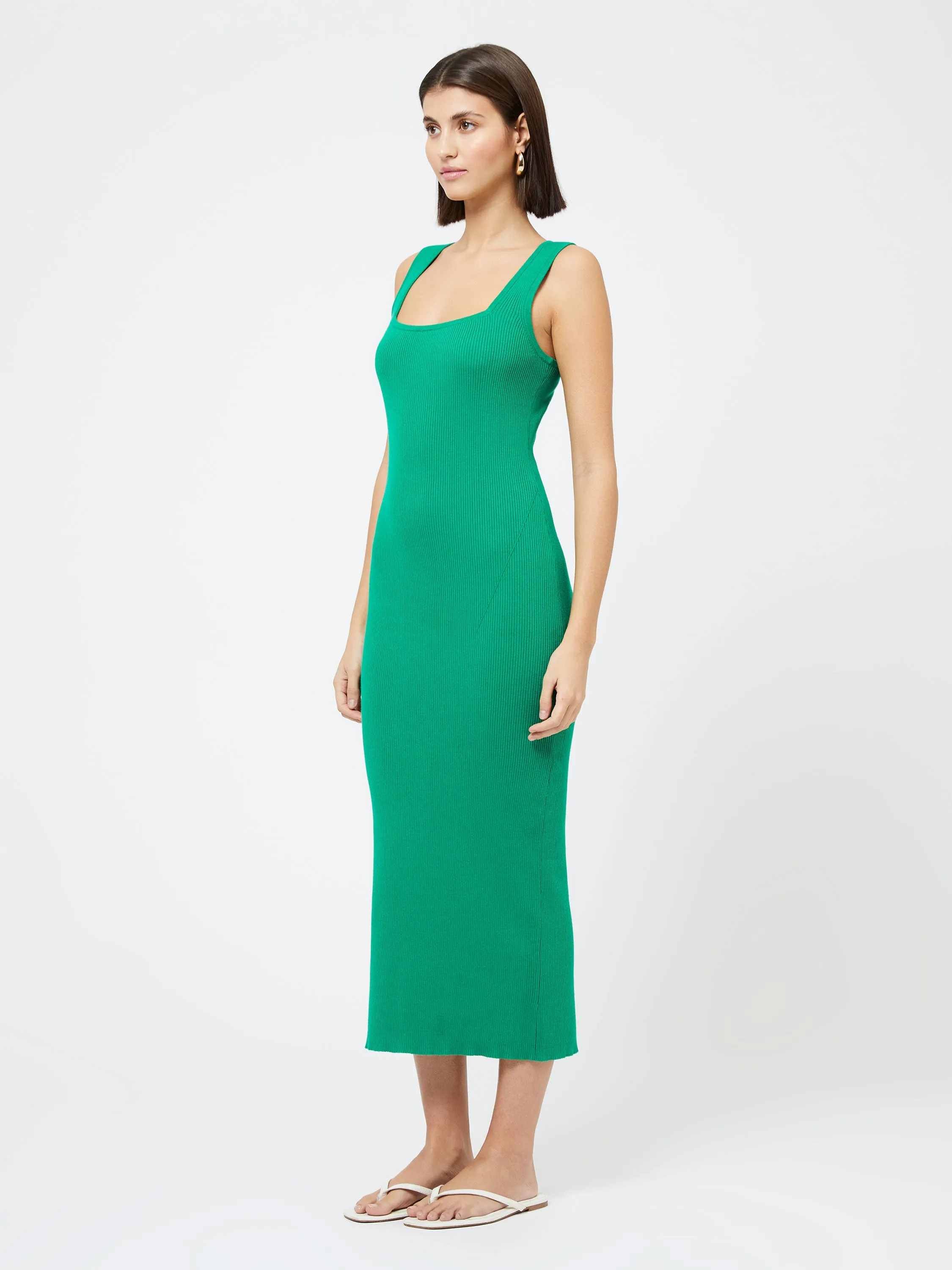 Mozza Square Neck Sleeveless Dress Green Tambourine