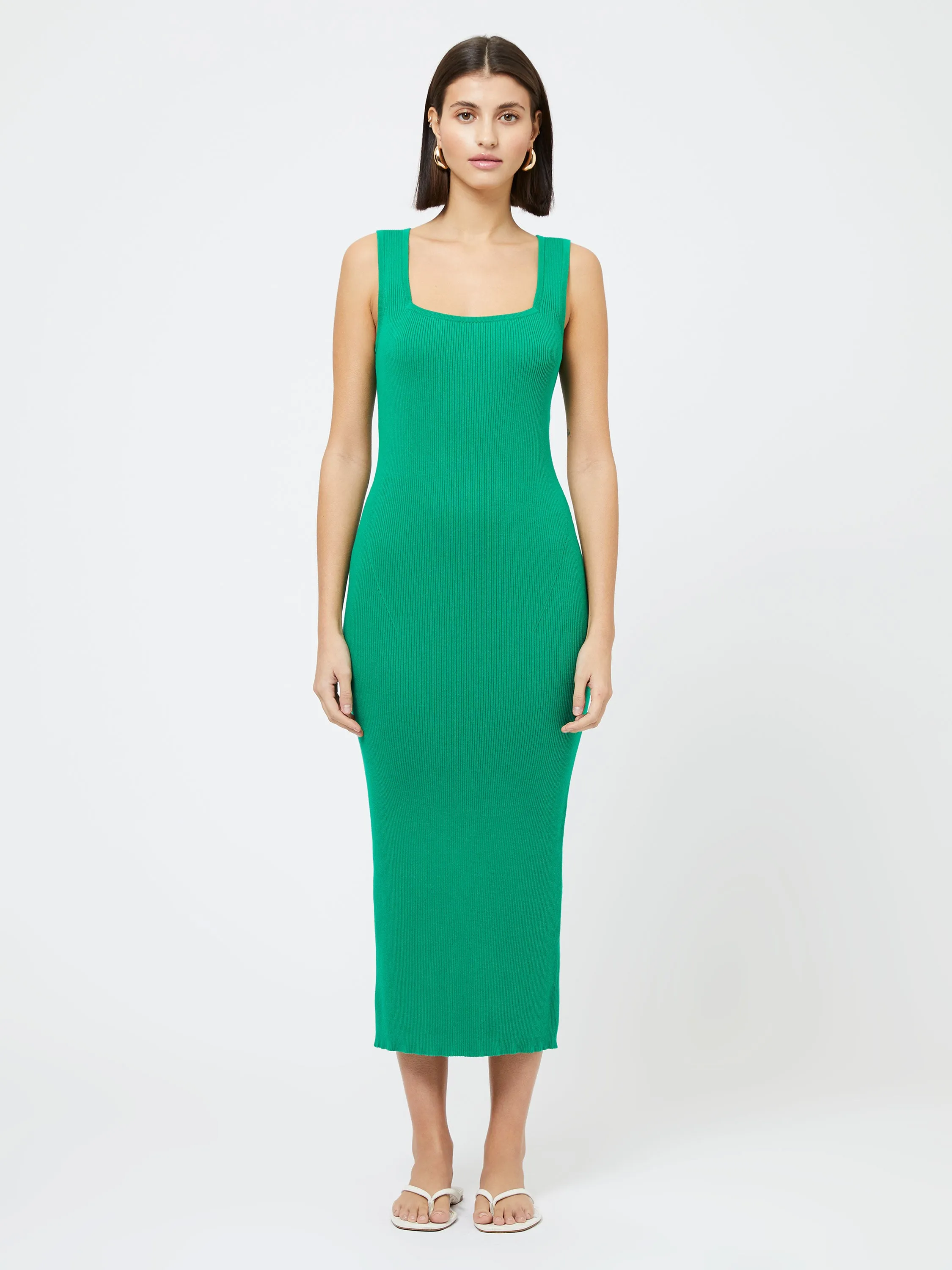 Mozza Square Neck Sleeveless Dress Green Tambourine