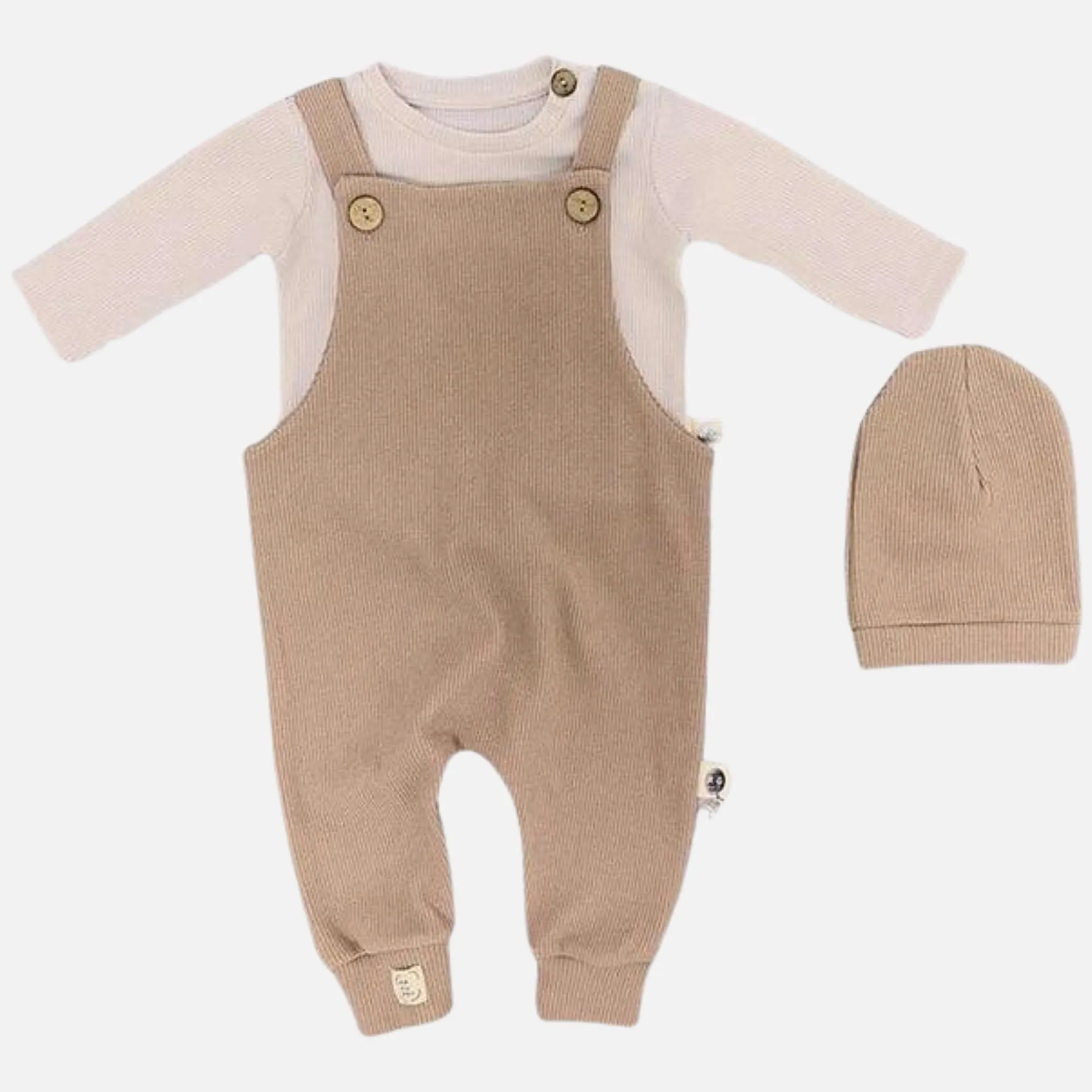 Natural Waffle Overall   Pullover   Mütze - 3er Set - Beige