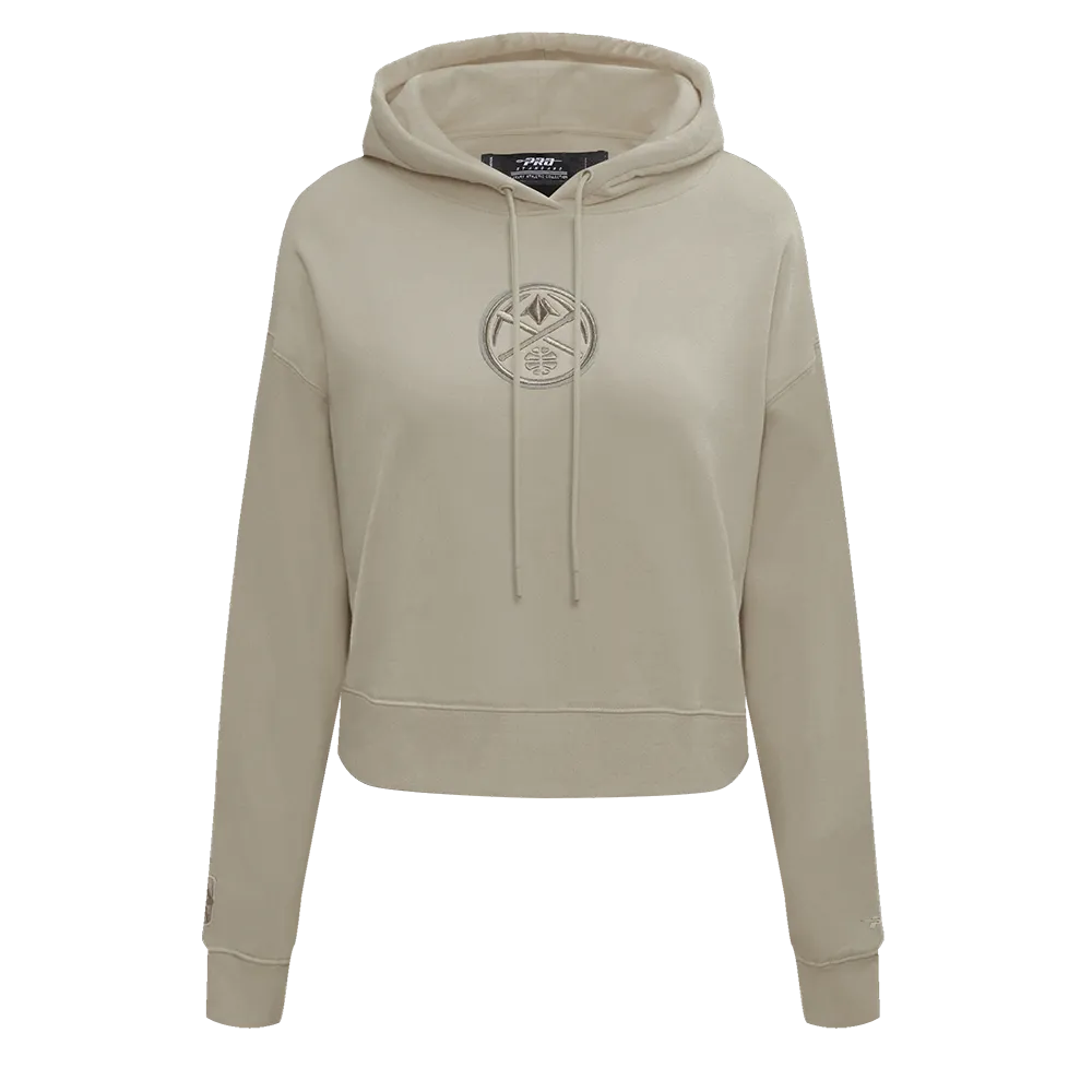 NBA DENVER NUGGETS NEUTRAL WOMEN'S CROPPED PO HOODIE (TAUPE)