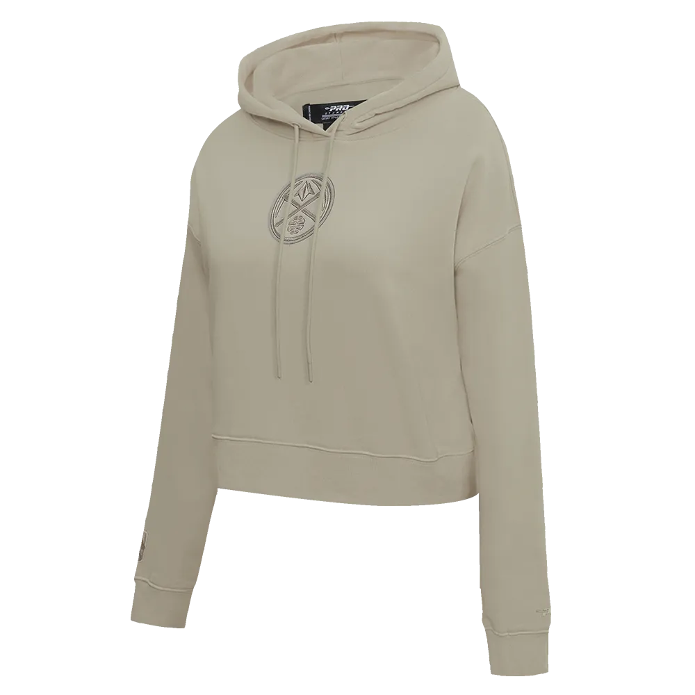 NBA DENVER NUGGETS NEUTRAL WOMEN'S CROPPED PO HOODIE (TAUPE)