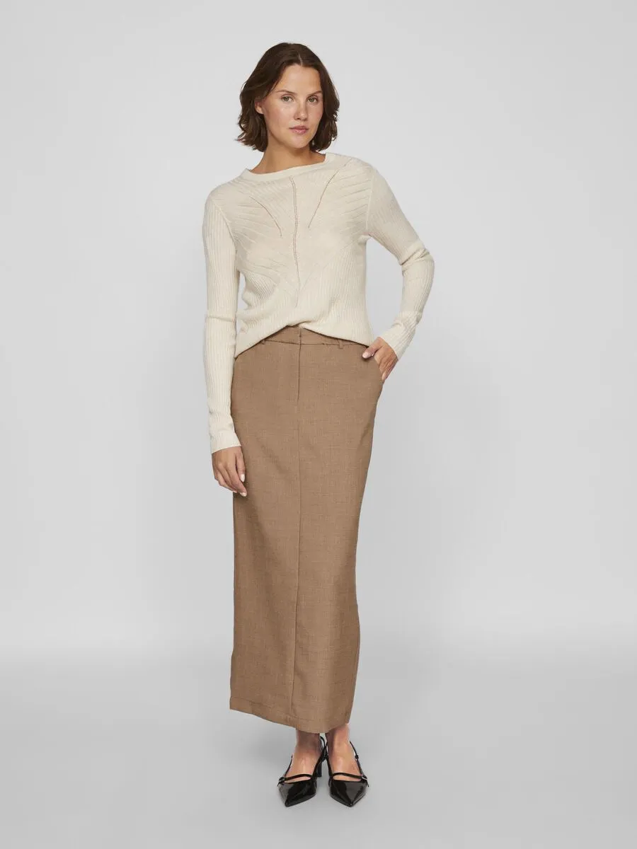 Olina O-Neck Knit Top (Super Light Natural)