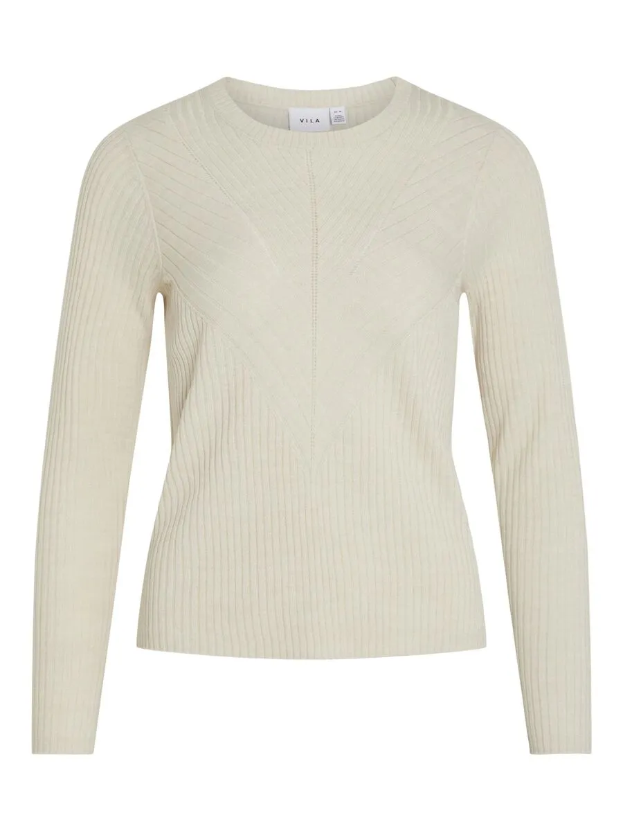 Olina O-Neck Knit Top (Super Light Natural)