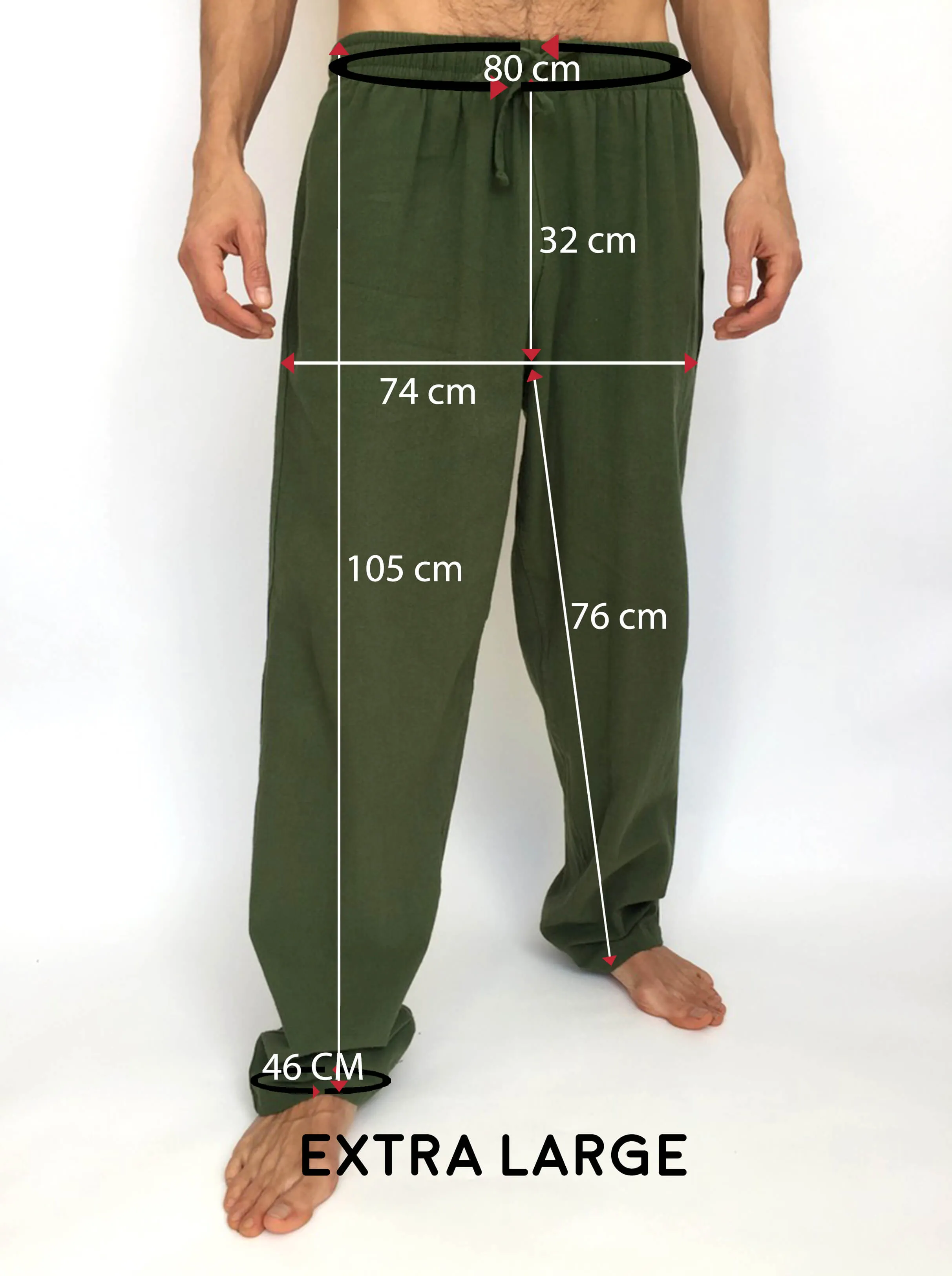 Olive Green Cotton Drawstring Pants