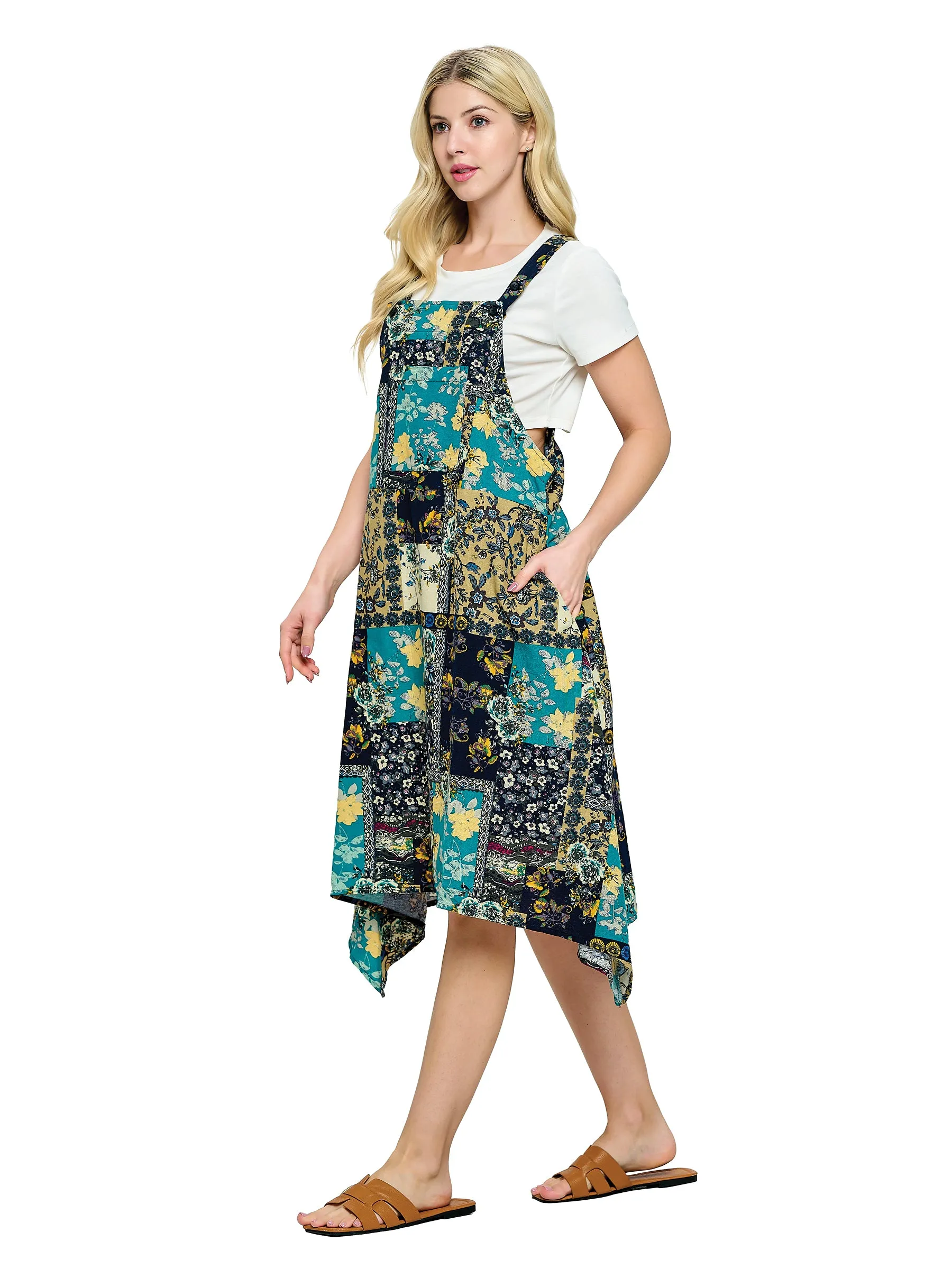 Overall Floral Patchwork  Dress