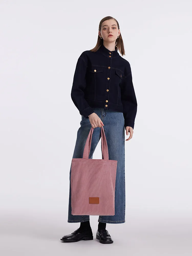 Pink Corduroy Tote Bag