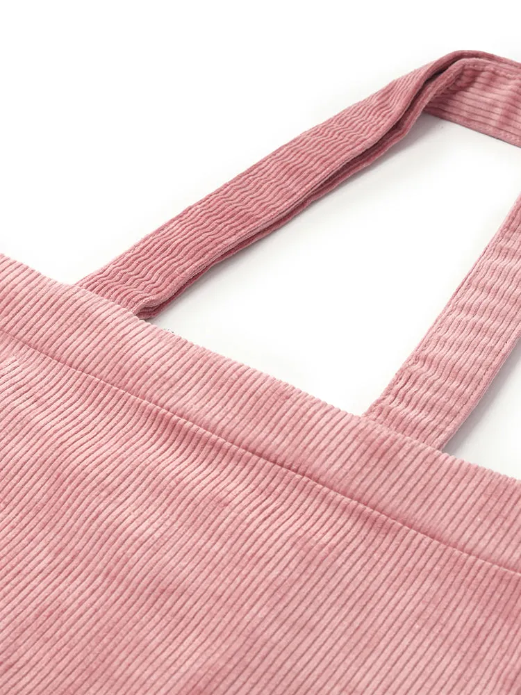 Pink Corduroy Tote Bag