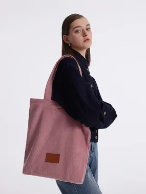 Pink Corduroy Tote Bag