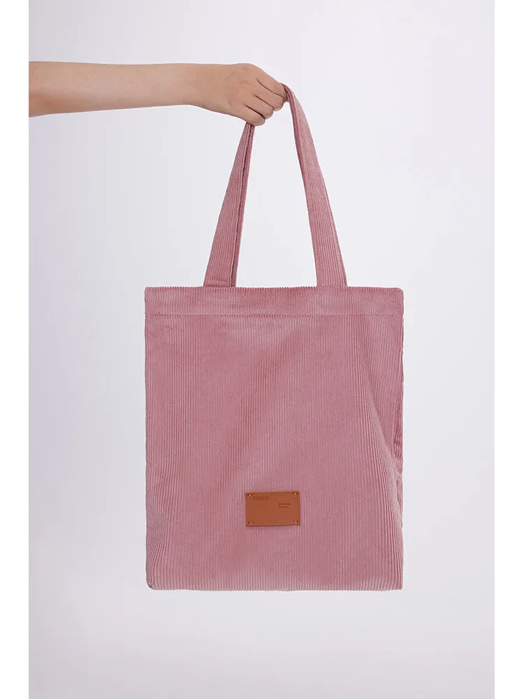 Pink Corduroy Tote Bag