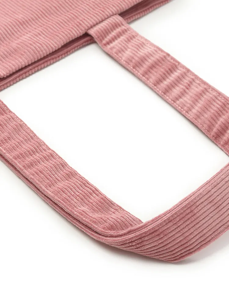 Pink Corduroy Tote Bag