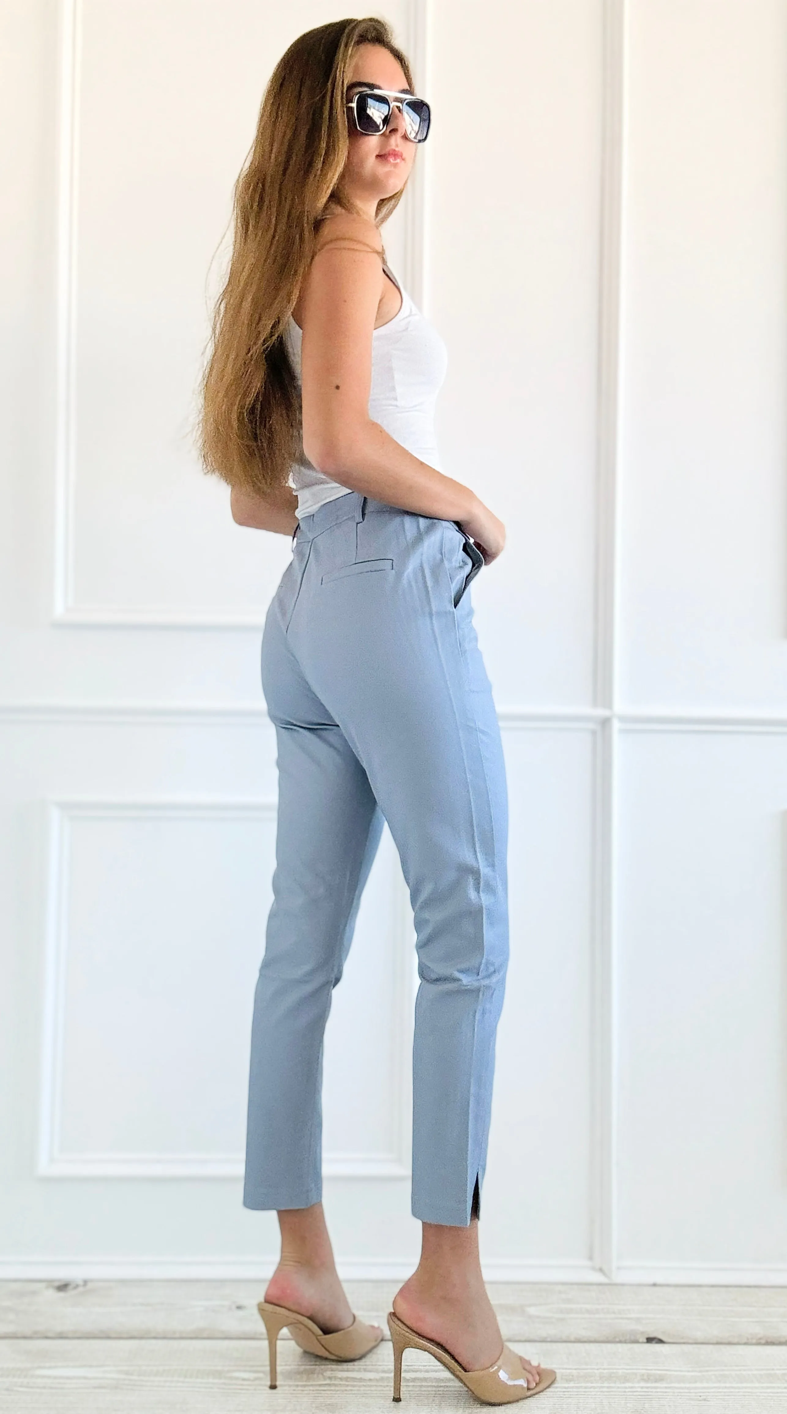 Polished Perfection Slim Pant -Dusty Blue