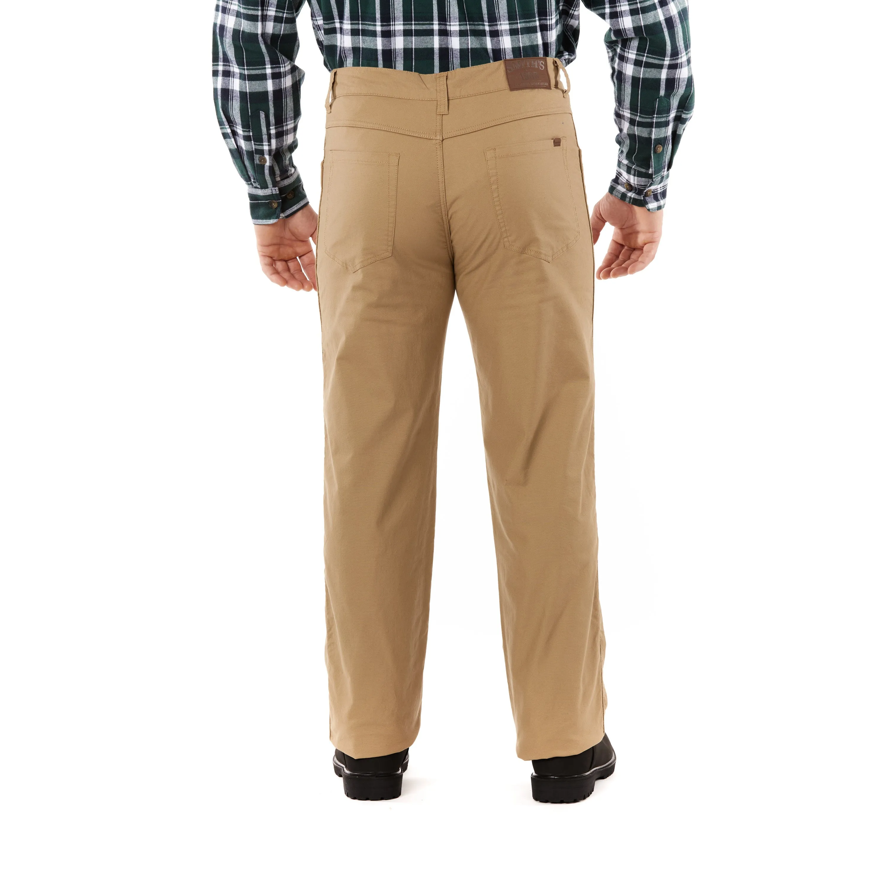 PRINTED FLEECE-LINED 5-POCKET CANVAS PANT