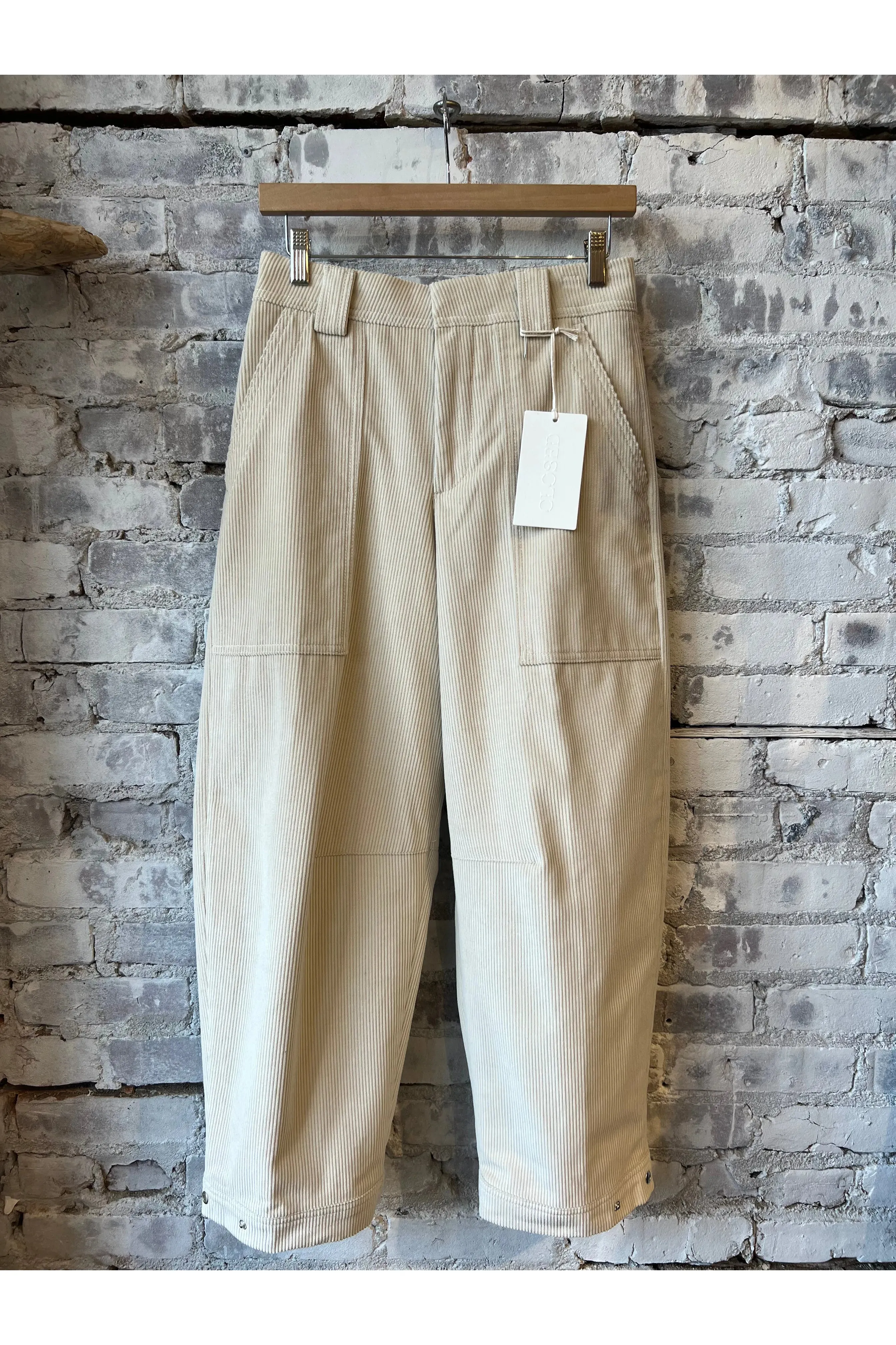 Rhannon Relaxed Corduroy Pants - Pearl Beige