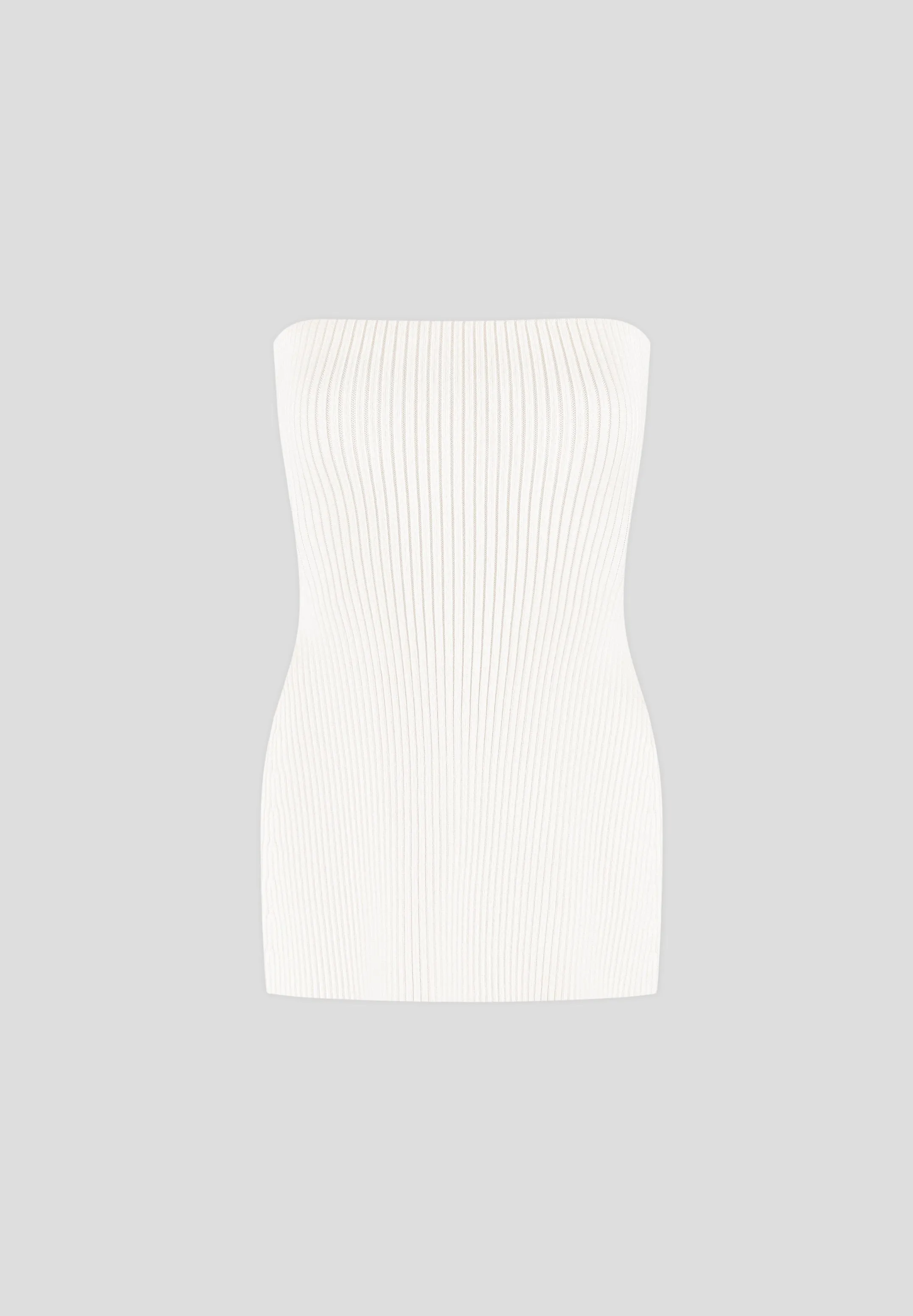 Rib Knit Longline Bandeau Top - Off White