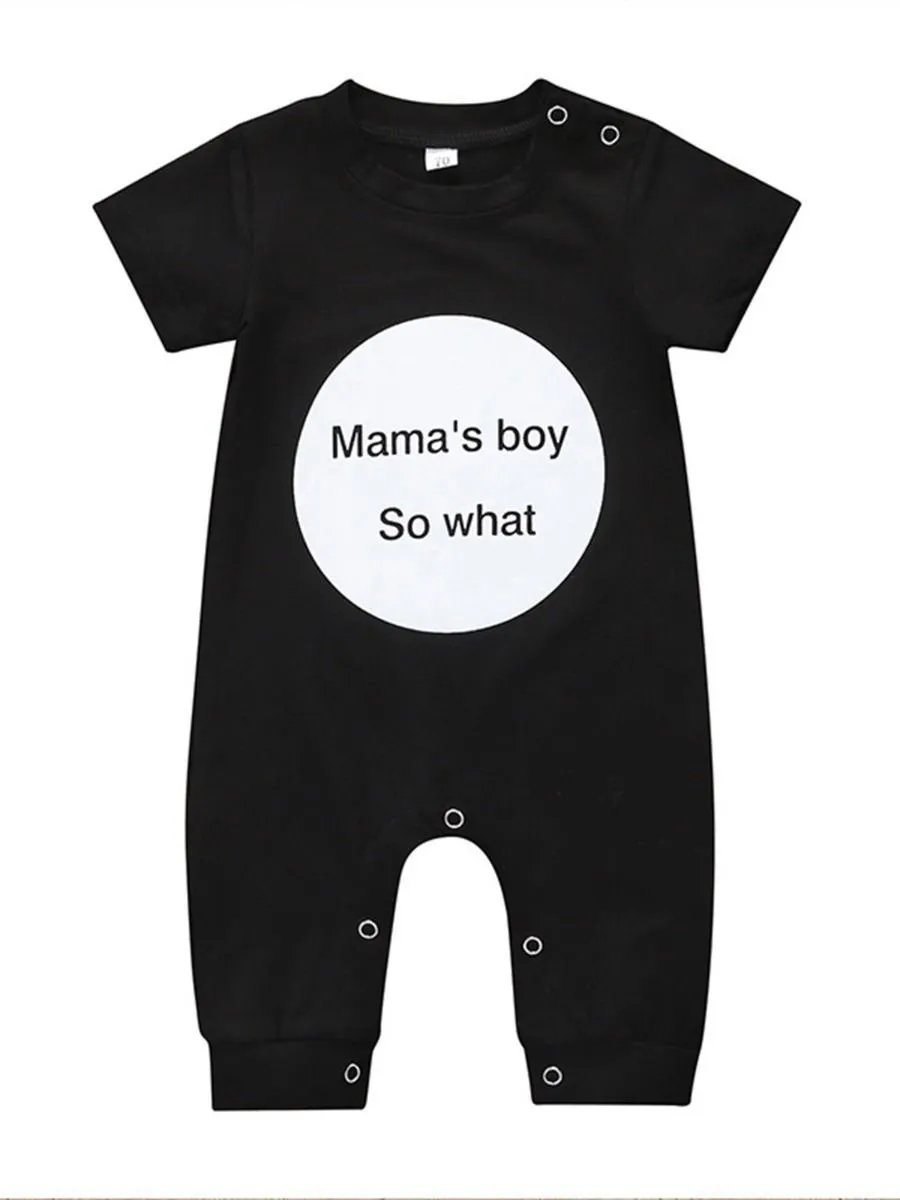 Solid Color Letters Printed Summer Baby Boys Overall