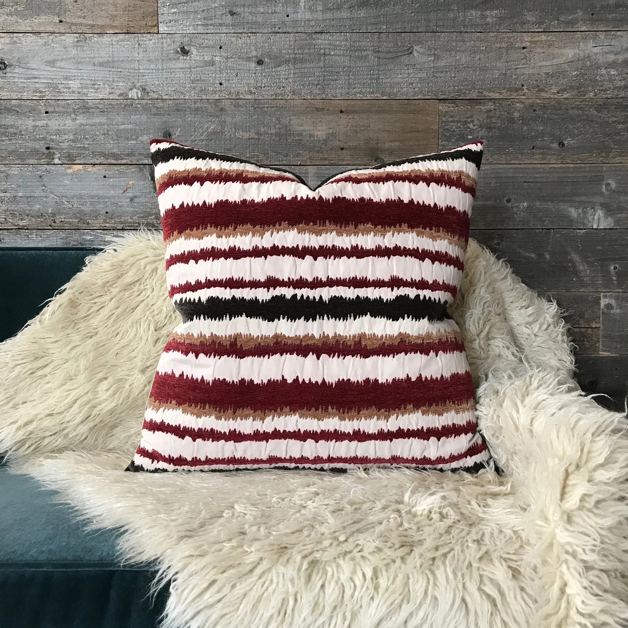 Southwestern Velvet High Pile Stripe Throw Pillow Cover 24x24