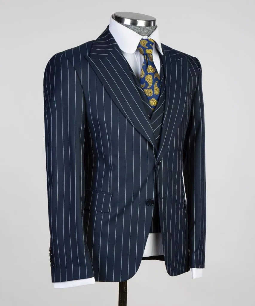 Striped Dark Blue Color Suit