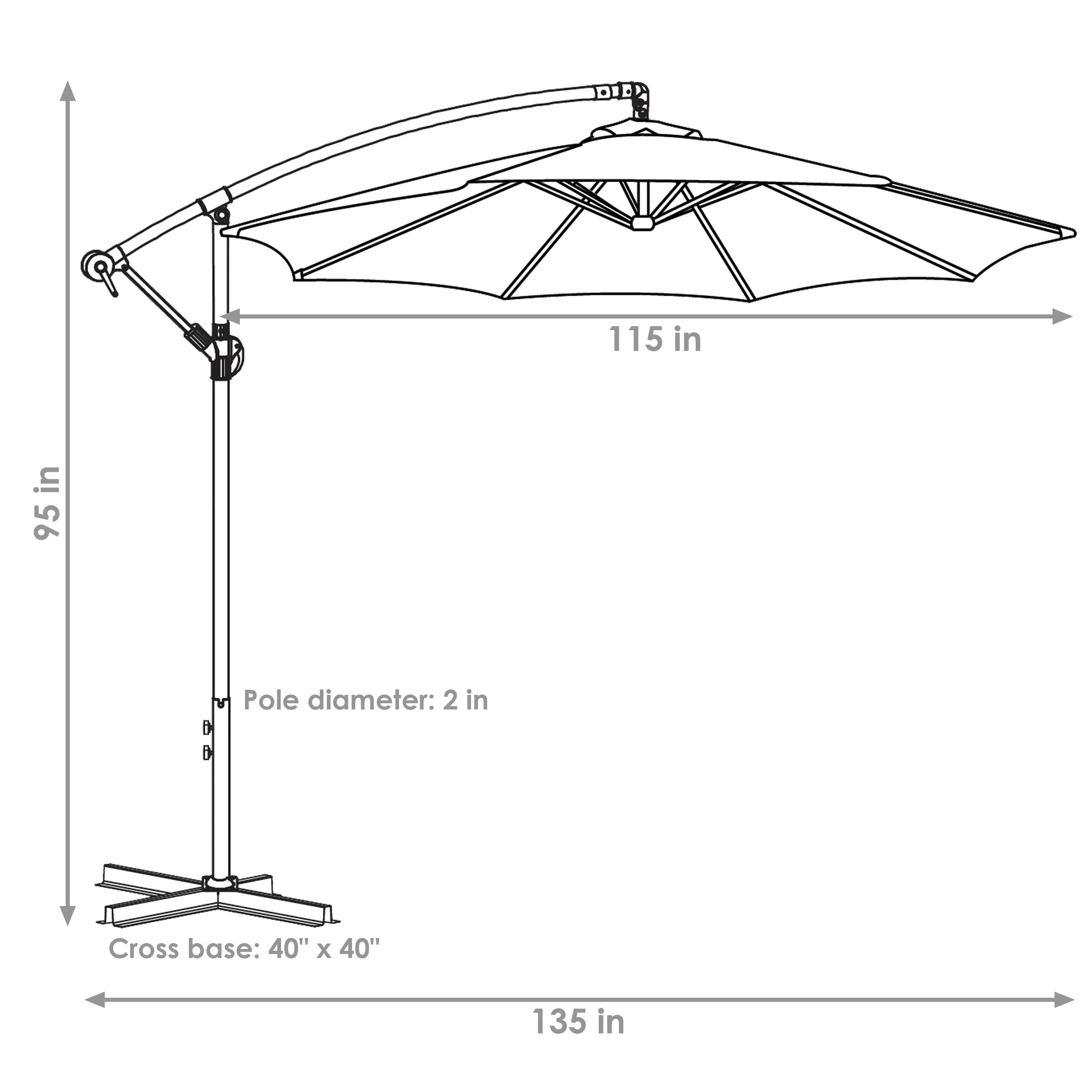 Sunnydaze 10' Offset Patio Umbrella with Cantilever and Cross Base