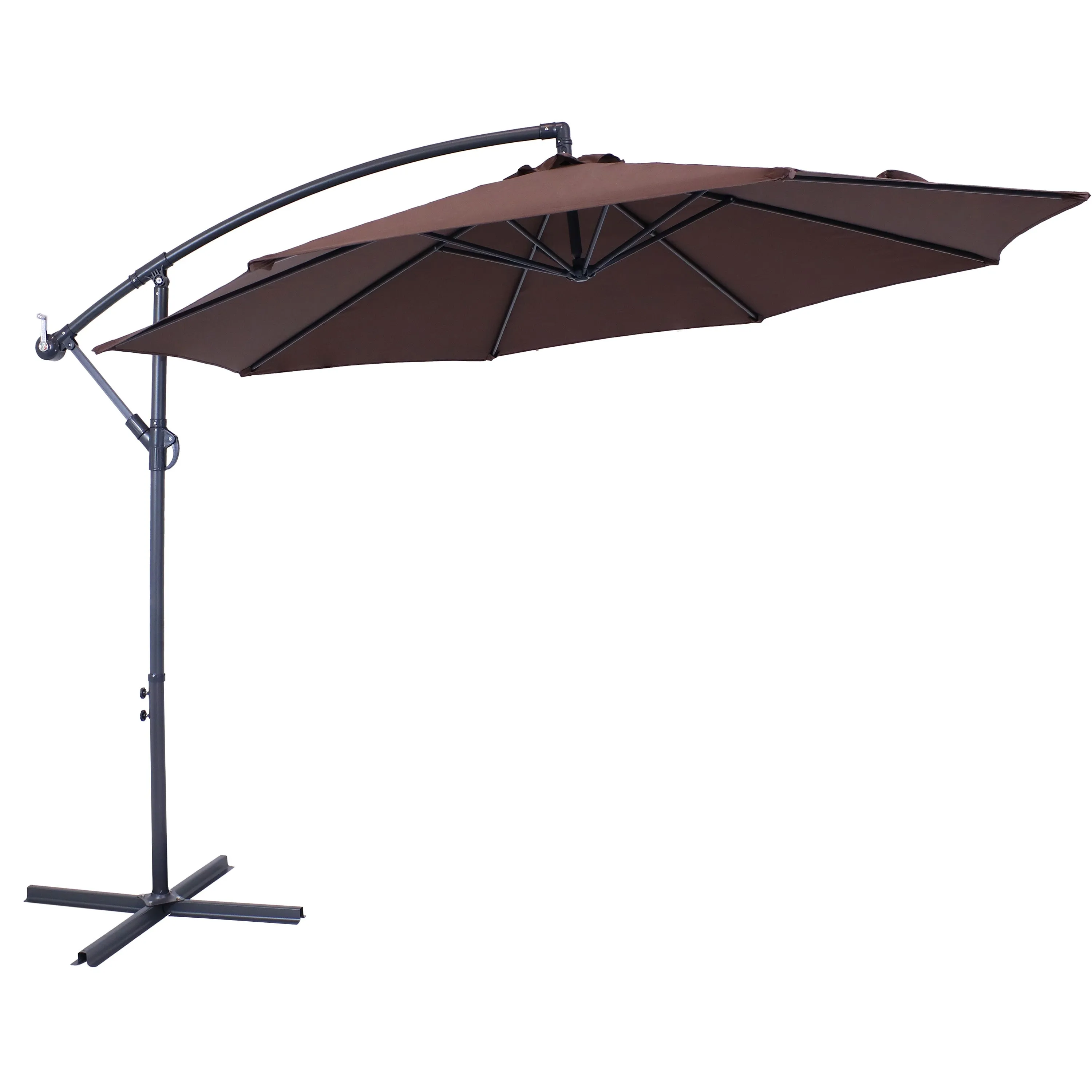 Sunnydaze 10' Offset Patio Umbrella with Cantilever and Cross Base