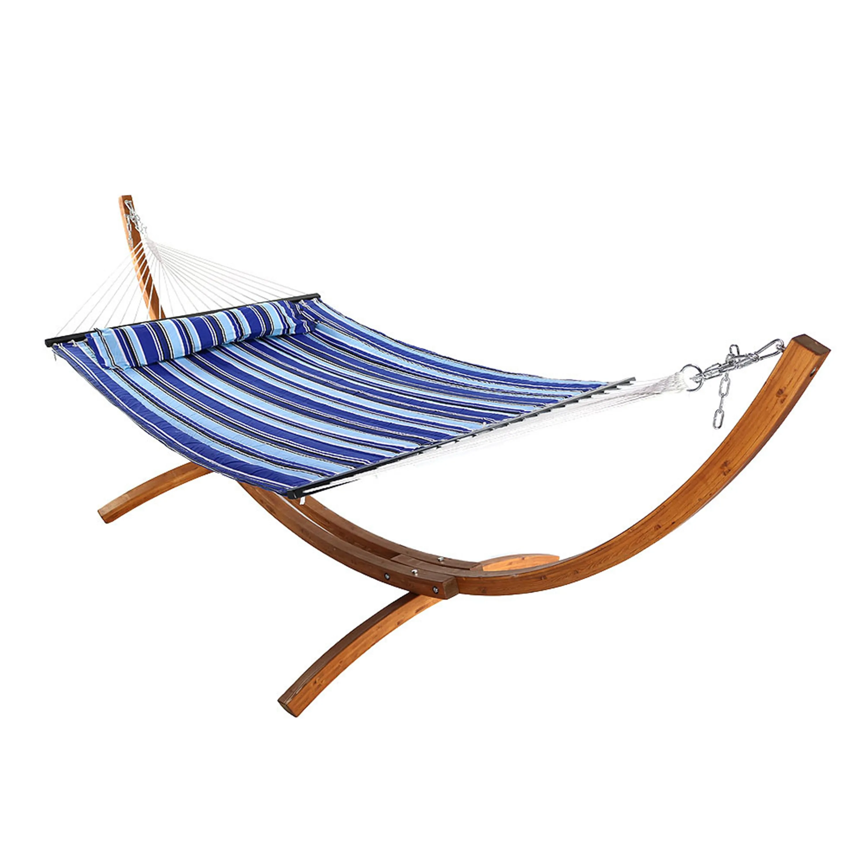 Sunnydaze 2-Person Double Rope Hammock with Wooden Stand