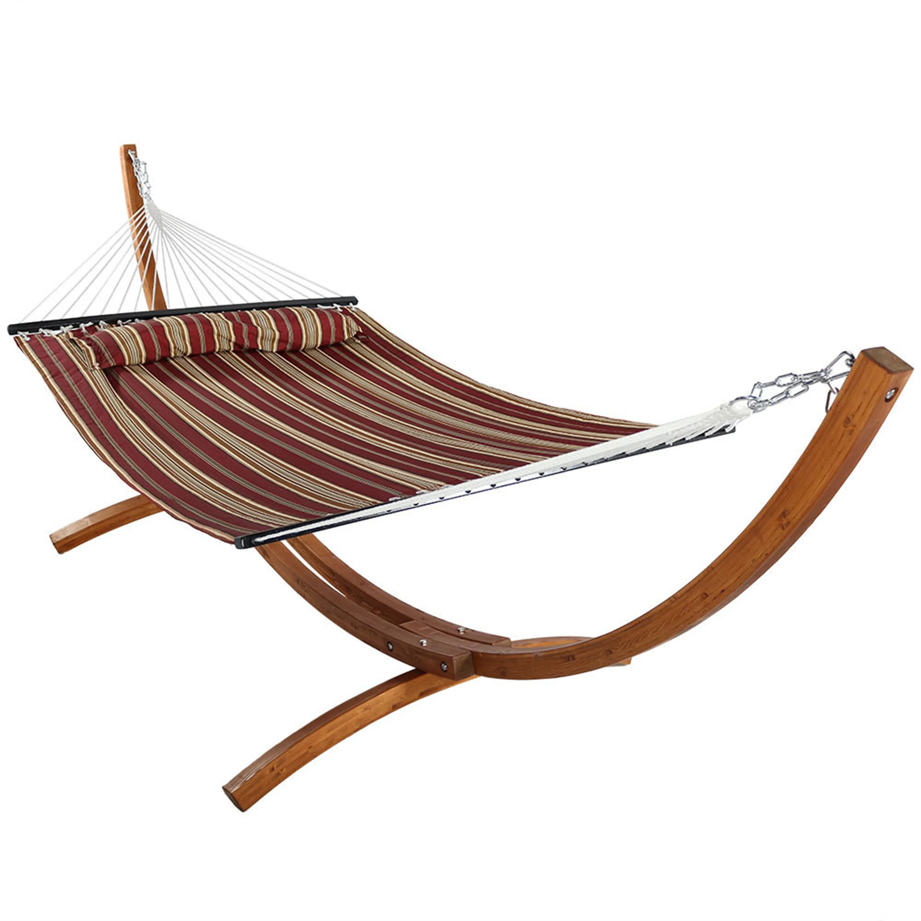 Sunnydaze 2-Person Double Rope Hammock with Wooden Stand