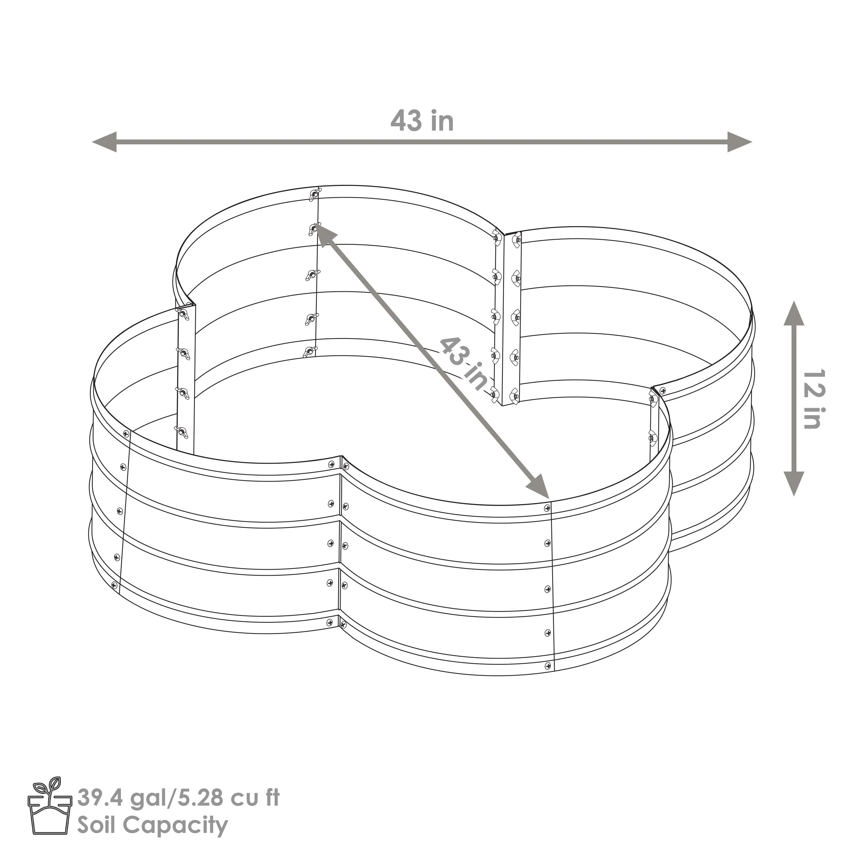 Sunnydaze 4-Leaf Clover-Shaped Galvanized Steel Raised Garden Bed