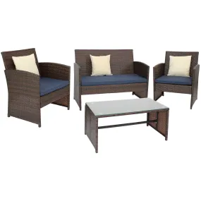 Sunnydaze Ardfield 4-Piece Patio Conversation Set with Cushions