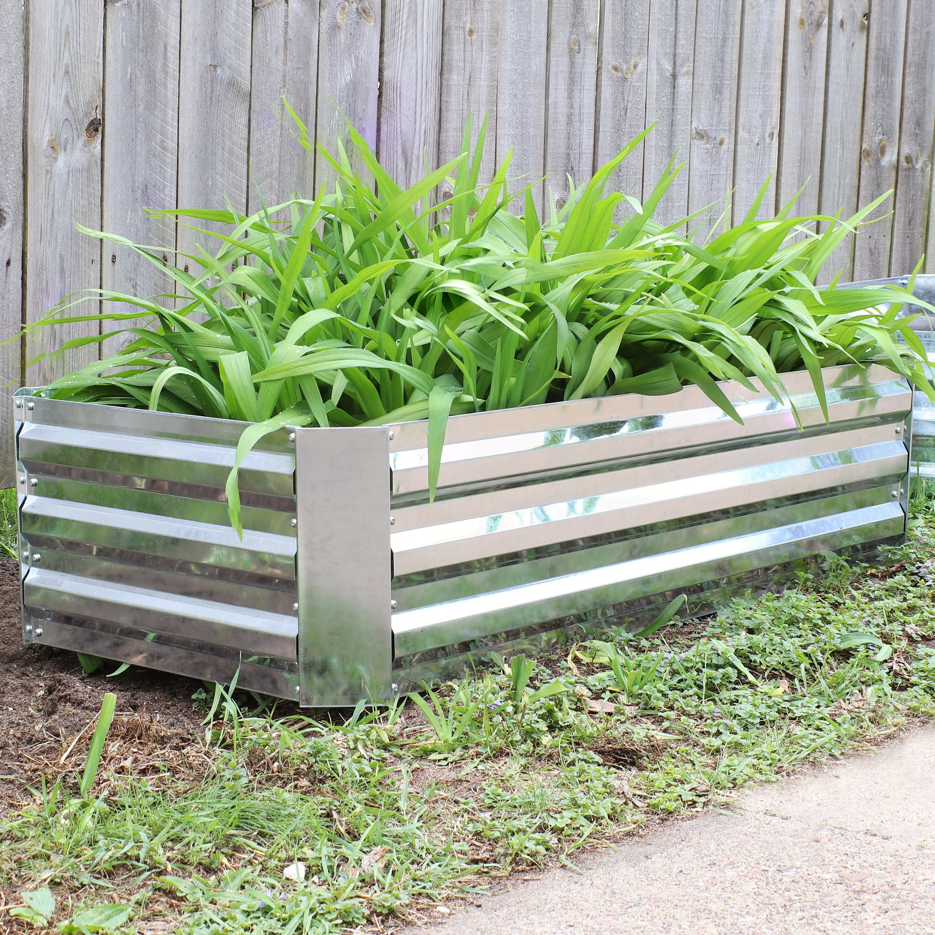 Sunnydaze Galvanized Steel Raised Garden Bed - Rectangle - 48"