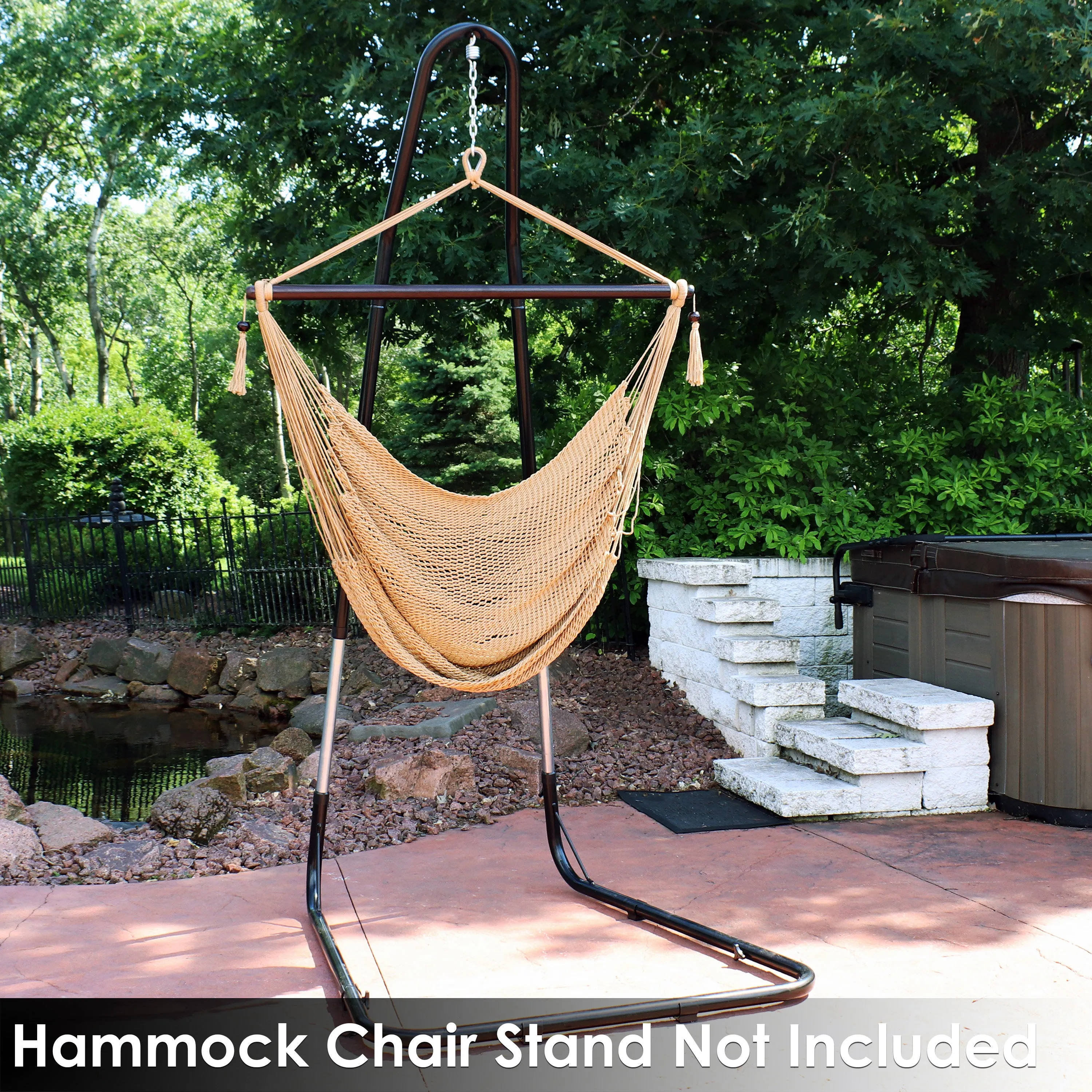 Sunnydaze Outdoor Extra Large Caribbean Polyester Rope Hammock Chair