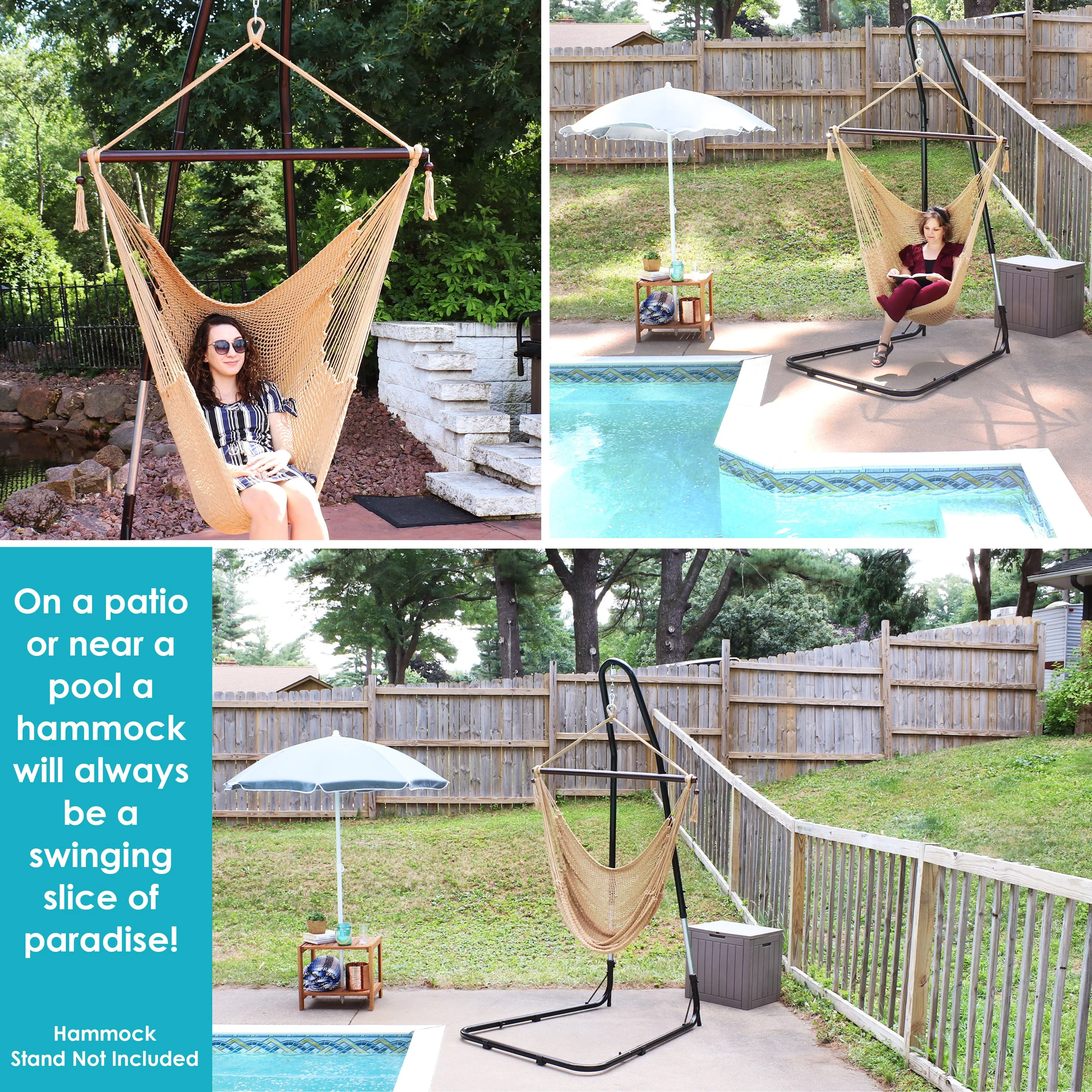 Sunnydaze Outdoor Extra Large Caribbean Polyester Rope Hammock Chair