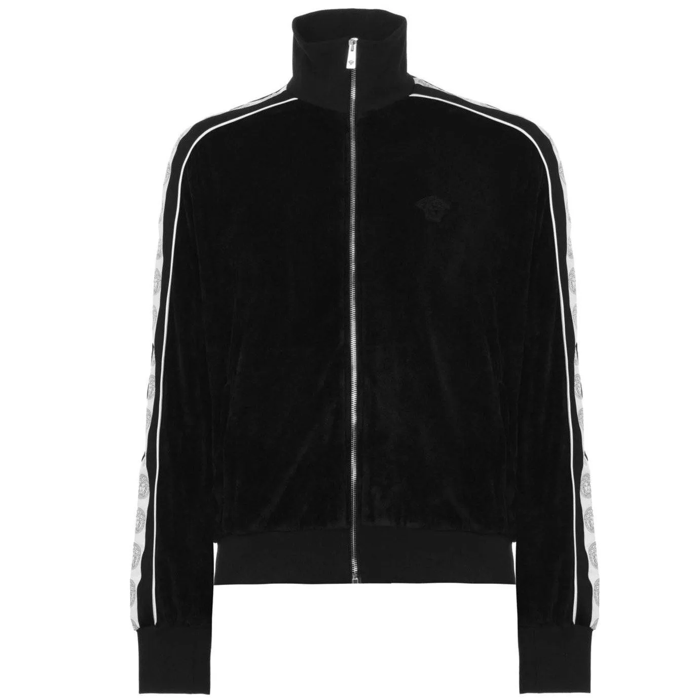 Versace Black Velour Tape Track Jacket