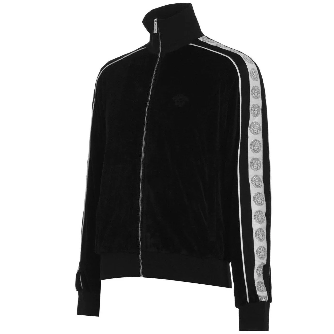 Versace Black Velour Tape Track Jacket