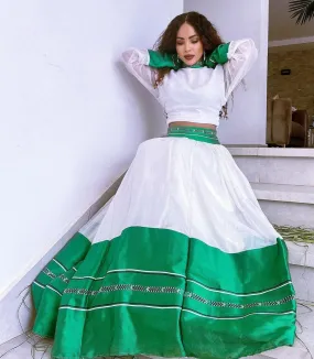 Wide Green Tilet Modern Habesha Dress Habesha Kemis Modern Ethiopian Dress Style