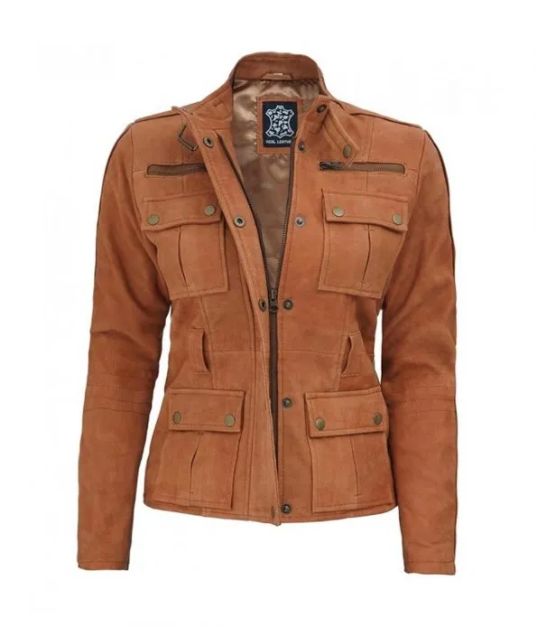 Women's Four Pockets Suede Leather Jacket